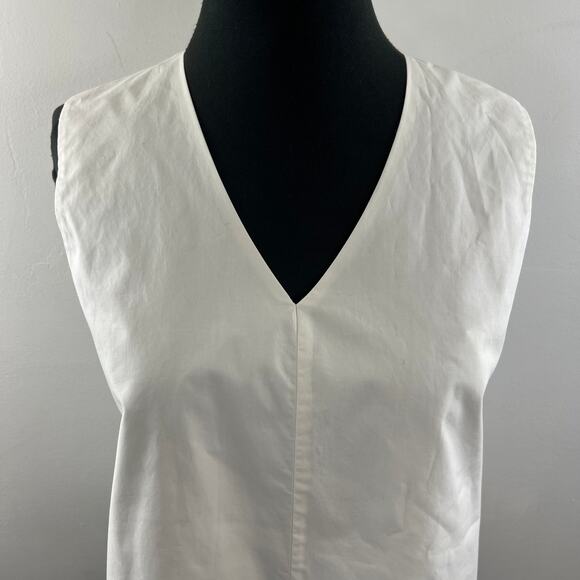 MAXMARA WEEKEND White Cotton Sleeveless V-Neckline Pullover Blouse Top Size S - Picture 3 of 9